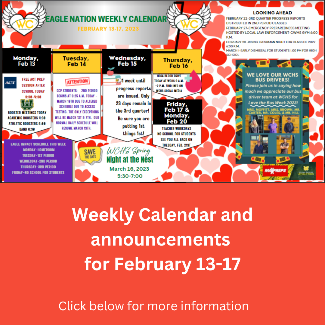 Weekly Calendar Feb 13-17